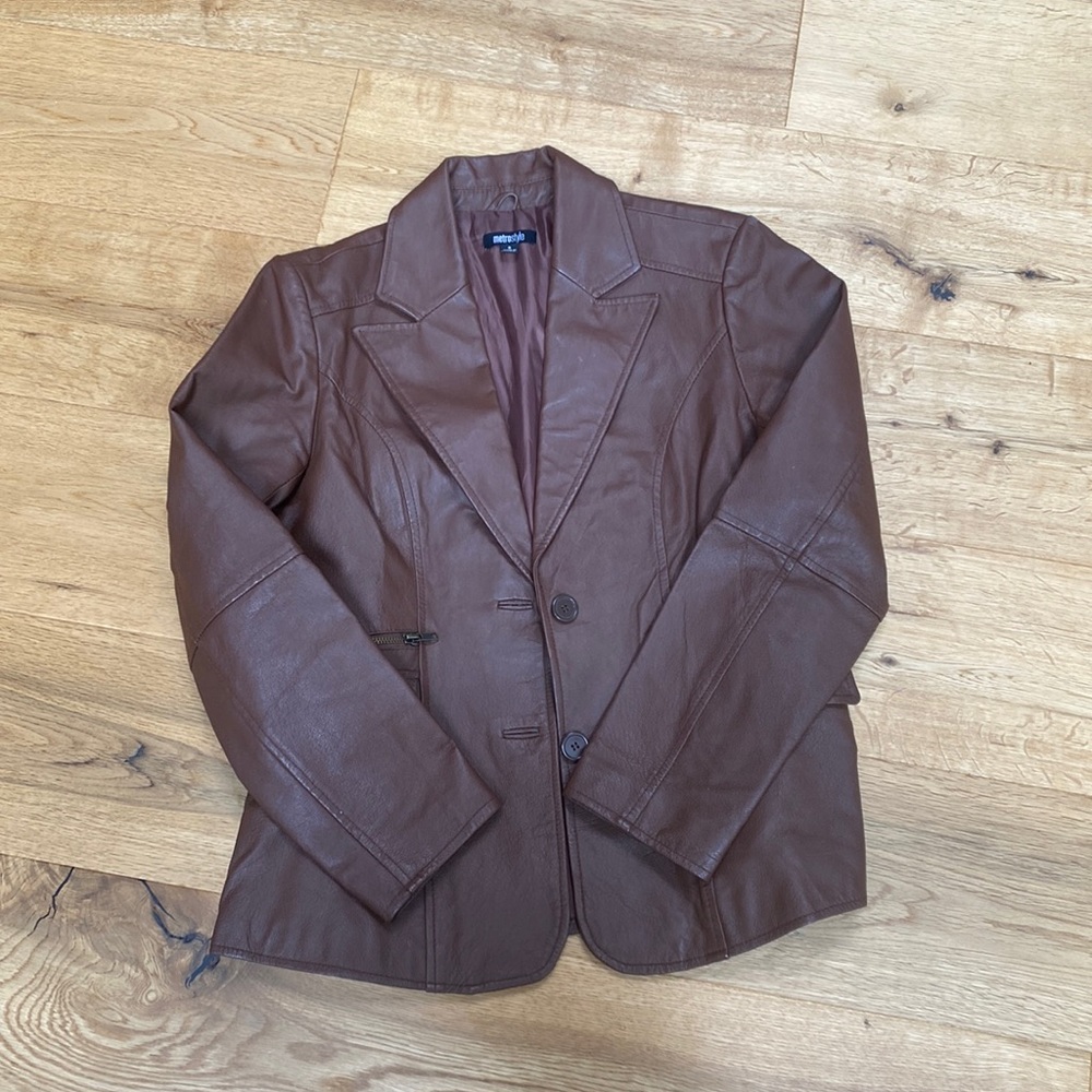 Metro Style Genuine Leather Blazer Jacket